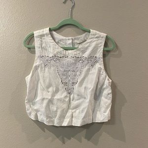 Linen Bull embroidered crop top by twelfth street